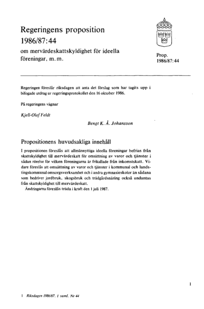Omslaget till prop. 1986/87:44