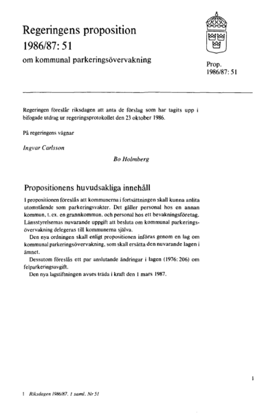 Omslaget till prop. 1986/87:51