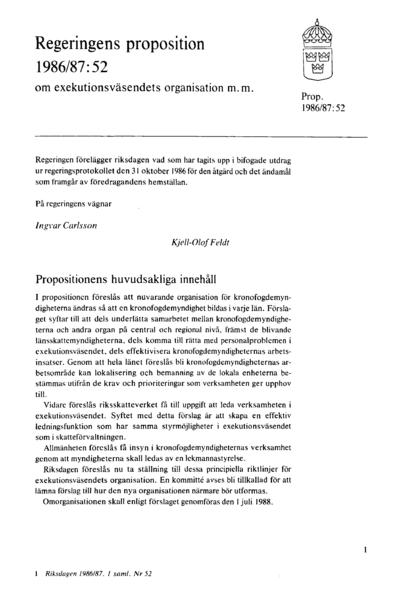 Omslaget till prop. 1986/87:52