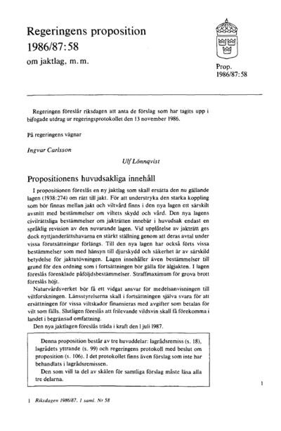 Omslaget till prop. 1986/87:58