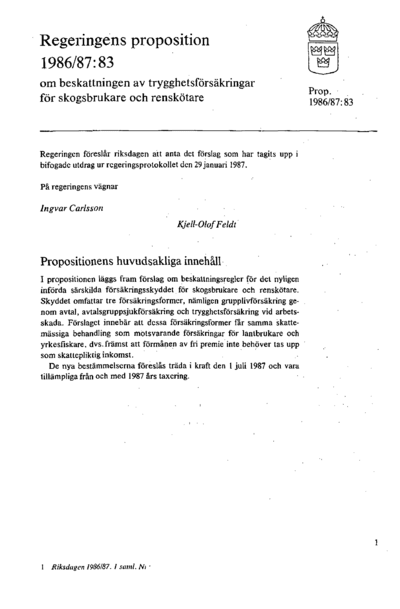 Omslaget till prop. 1986/87:83