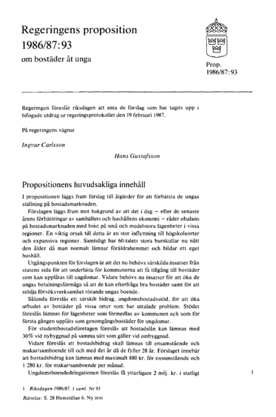 Omslaget till prop. 1986/87:93