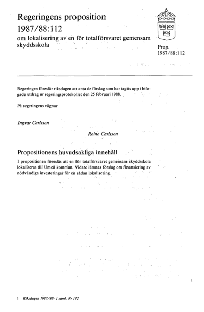 Omslaget till prop. 1987/88:112