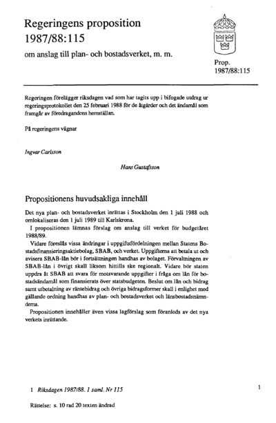 Omslaget till prop. 1987/88:115