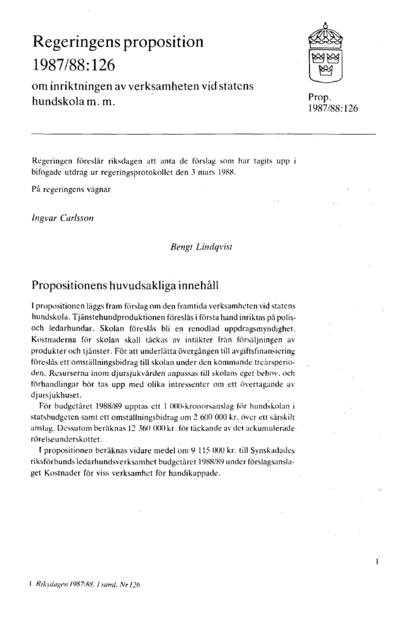 Omslaget till prop. 1987/88:126