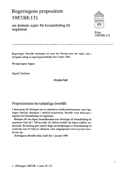 Omslaget till prop. 1987/88:131