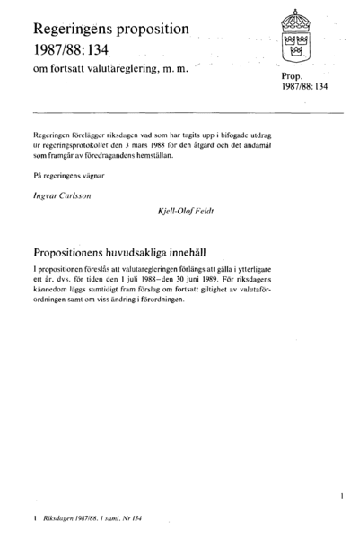 Omslaget till prop. 1987/88:134