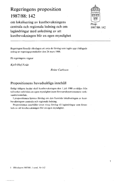 Omslaget till prop. 1987/88:142