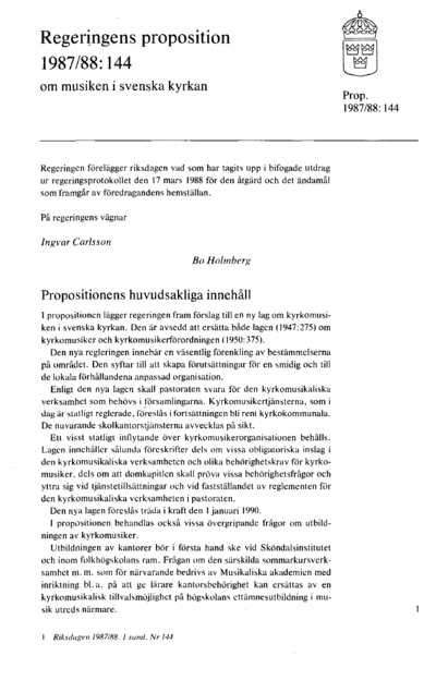 Omslaget till prop. 1987/88:144