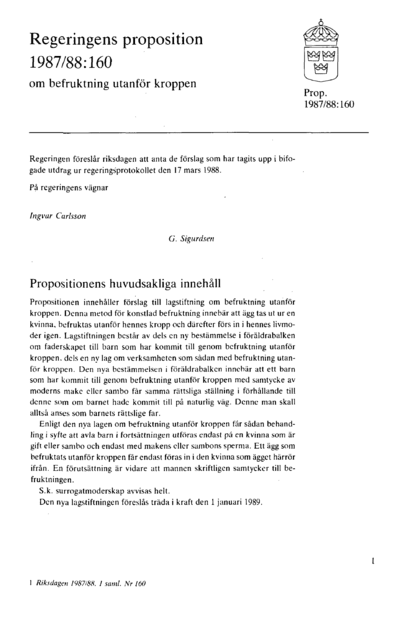 Omslaget till prop. 1987/88:160