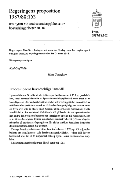Omslaget till prop. 1987/88:162