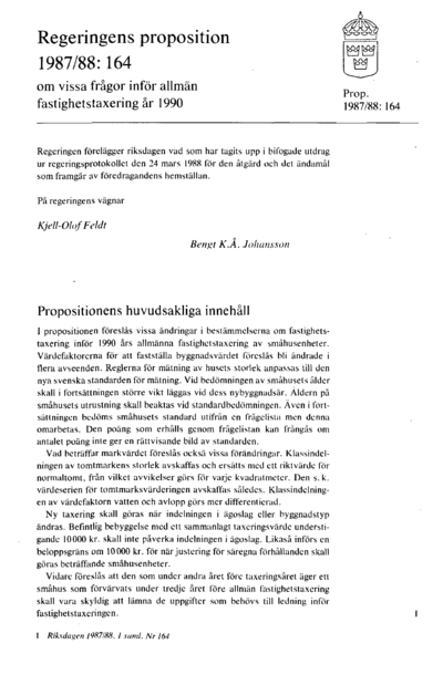 Omslaget till prop. 1987/88:164