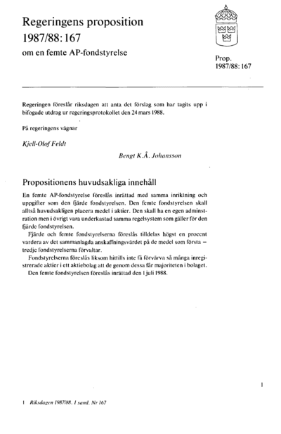 Omslaget till prop. 1987/88:167