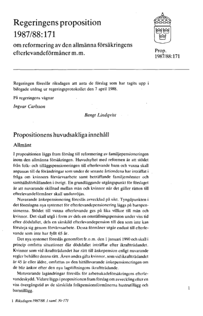 Omslaget till prop. 1987/88:171