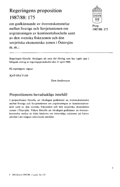 Omslaget till prop. 1987/88:175