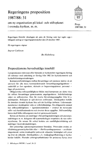 Omslaget till prop. 1987/88:31