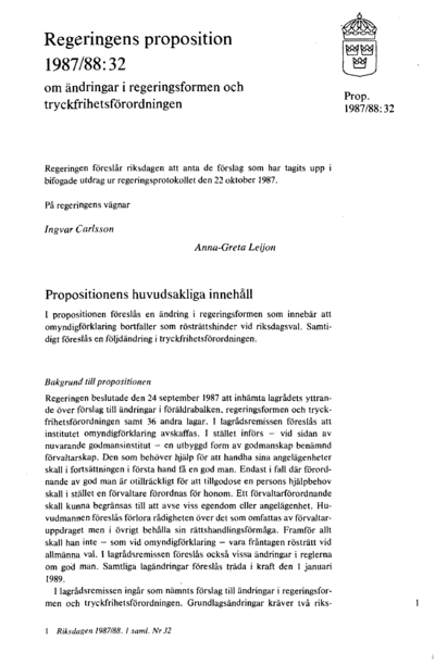 Omslaget till prop. 1987/88:32
