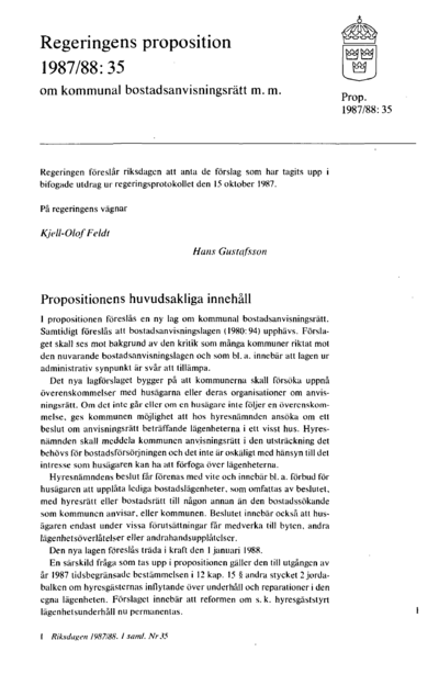 Omslaget till prop. 1987/88:35