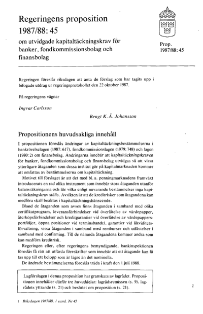 Omslaget till prop. 1987/88:45