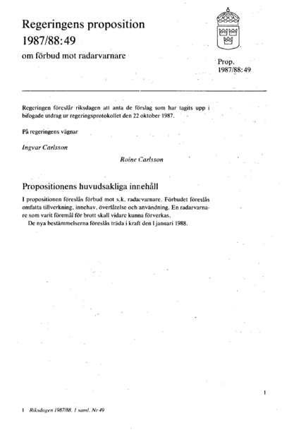 Omslaget till prop. 1987/88:49