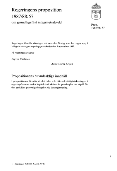 Omslaget till prop. 1987/88:57