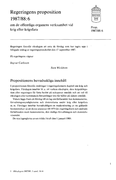 Omslaget till prop. 1987/88:6