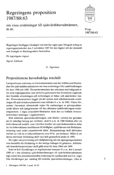 Omslaget till prop. 1987/88:63