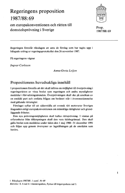 Omslaget till prop. 1987/88:69