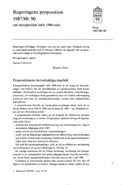 Omslaget till prop. 1987/88:90