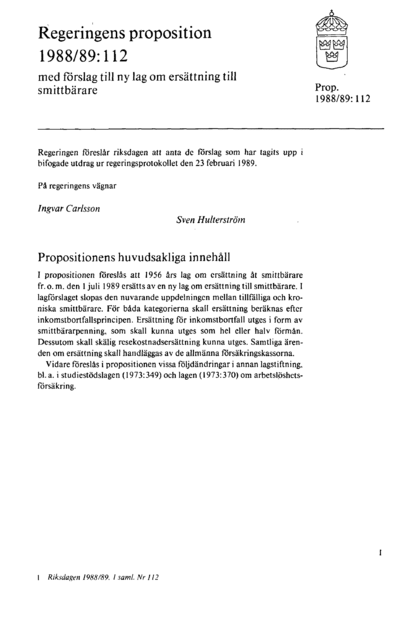 Omslaget till prop. 1988/89:112