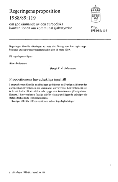 Omslaget till prop. 1988/89:119