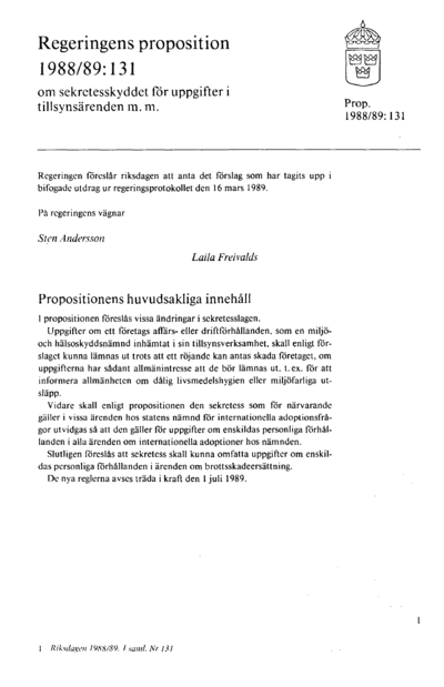Omslaget till prop. 1988/89:131