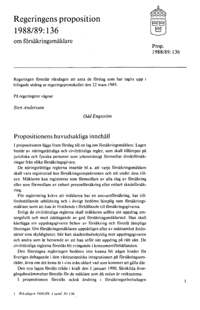 Omslaget till prop. 1988/89:136