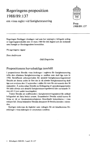 Omslaget till prop. 1988/89:137