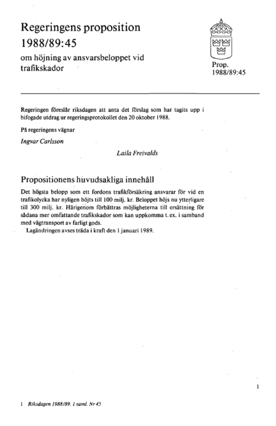 Omslaget till prop. 1988/89:45