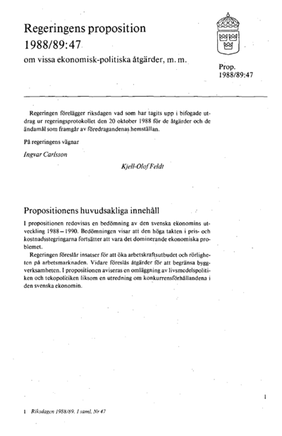 Omslaget till prop. 1988/89:47