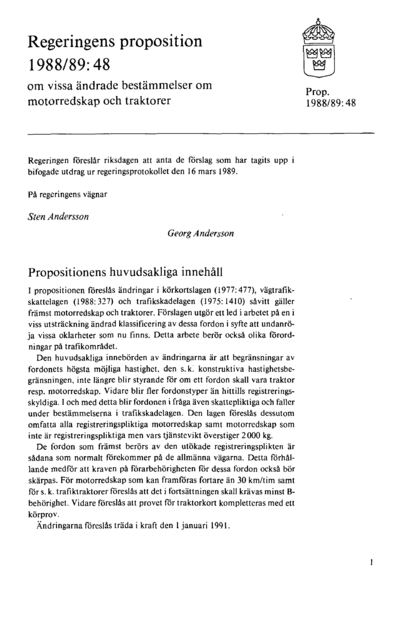 Omslaget till prop. 1988/89:48