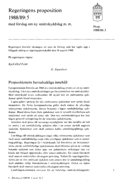 Omslaget till prop. 1988/89:5