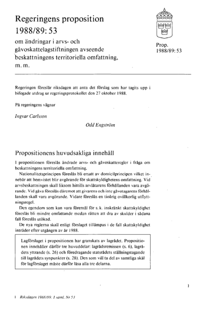 Omslaget till prop. 1988/89:53