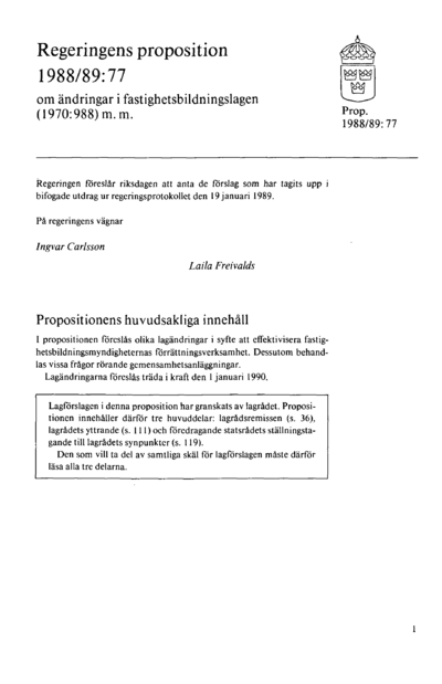 Omslaget till prop. 1988/89:77