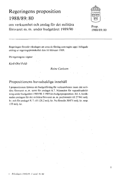 Omslaget till prop. 1988/89:80