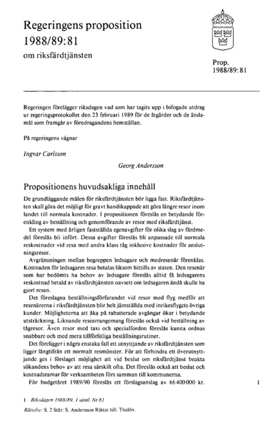 Omslaget till prop. 1988/89:81