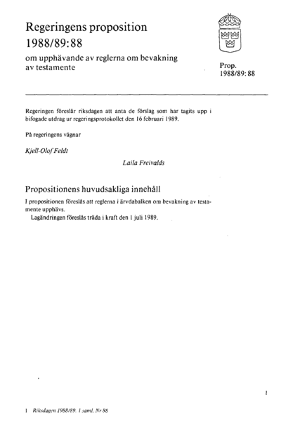 Omslaget till prop. 1988/89:88