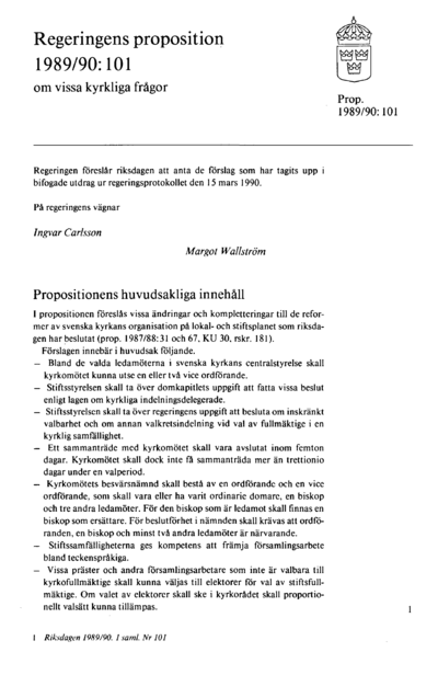 Omslaget till prop. 1989/90:101