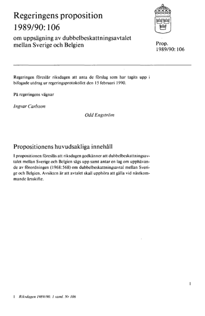 Omslaget till prop. 1989/90:106