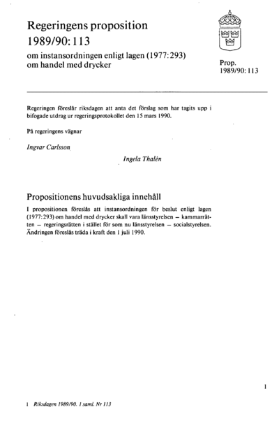 Omslaget till prop. 1989/90:113