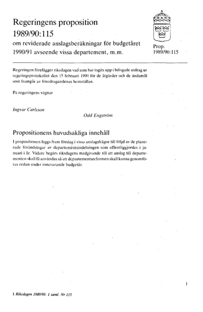 Omslaget till prop. 1989/90:115