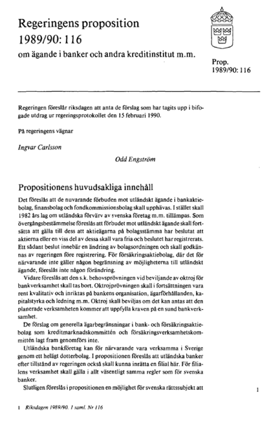 Omslaget till prop. 1989/90:116