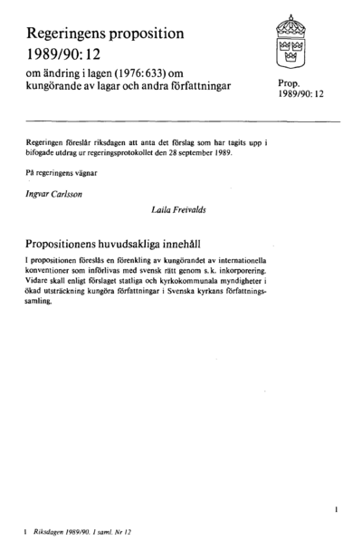 Omslaget till prop. 1989/90:12