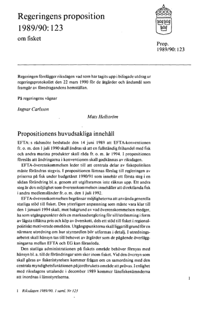 Omslaget till prop. 1989/90:123